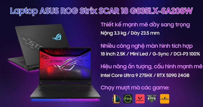 2026 ROG Strix SCAR 18 | G835LXG-TQ473W | Intel Ultra 9 290HX Plus | RTX 5090 | 64GB | 2TB
